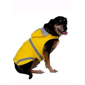 Eddie‎ Bauer Dog Raincoat Yellow Reflective Hooded Pet Rain Jacket